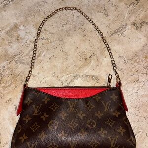 Louis Vuitton Brown and Red Monogram Shoulder Bag